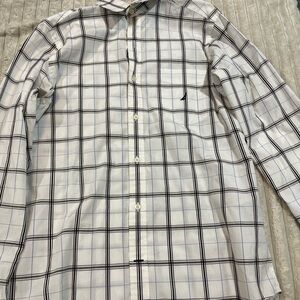 Nautica White and Black Casual Button Down Shirt